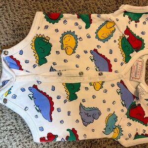 First Impressions Dinosaur Print Bodysuit - White, Green, Yellow, Red